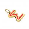 Alphabet Capital Initial Greek Letter Σ Pendant, made of 925 sterling silver / 18k gold finish with red enamel