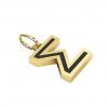 Alphabet Capital Initial Greek Letter Σ Pendant, made of 925 sterling silver / 18k gold finish with black enamel
