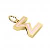 Alphabet Capital Initial Greek Letter Σ Pendant, made of 925 sterling silver / 18k gold finish with pink enamel