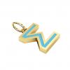 Alphabet Capital Initial Greek Letter Σ Pendant, made of 925 sterling silver / 18k gold finish with turquoise enamel