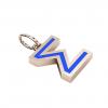 Alphabet Capital Initial Greek Letter Σ Pendant, made of 925 sterling silver / 18k rose gold finish with blue enamel