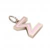 Alphabet Capital Initial Greek Letter Σ Pendant, made of 925 sterling silver / 18k rose gold finish with pink enamel