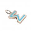 Alphabet Capital Initial Greek Letter Σ Pendant, made of 925 sterling silver / 18k rose gold finish with turquoise enamel