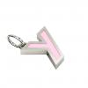 Alphabet Capital Initial Greek Letter Υ Pendant, made of 925 sterling silver / 18k white gold finish with pink enamel