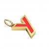 Alphabet Capital Initial Greek Letter Υ Pendant, made of 925 sterling silver / 18k gold finish with red enamel