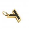 Alphabet Capital Initial Greek Letter Υ Pendant, made of 925 sterling silver / 18k gold finish with black enamel