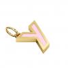 Alphabet Capital Initial Greek Letter Υ Pendant, made of 925 sterling silver / 18k gold finish with pink enamel