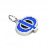 Alphabet Capital Initial Greek Letter Φ Pendant, made of 925 sterling silver / 18k white gold finish with blue enamel