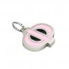 Alphabet Capital Initial Greek Letter Φ Pendant, made of 925 sterling silver / 18k white gold finish with pink enamel