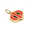 Alphabet Capital Initial Greek Letter Φ Pendant, made of 925 sterling silver / 18k gold finish with red enamel