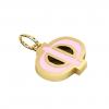 Alphabet Capital Initial Greek Letter Φ Pendant, made of 925 sterling silver / 18k gold finish with pink enamel