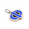 Alphabet Capital Initial Greek Letter Φ Pendant, made of 925 sterling silver / 18k rose gold finish with blue enamel