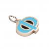Alphabet Capital Initial Greek Letter Φ Pendant, made of 925 sterling silver / 18k rose gold finish with turquoise enamel