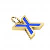 Alphabet Capital Initial Greek Letter Χ Pendant, made of 925 sterling silver / 18k gold finish with blue enamel