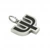Alphabet Capital Initial Greek Letter Ψ Pendant, made of 925 sterling silver / 18k white gold finish with black enamel