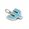 Alphabet Capital Initial Greek Letter Ψ Pendant, made of 925 sterling silver / 18k white gold finish with turquoise enamel