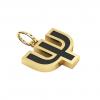Alphabet Capital Initial Greek Letter Ψ Pendant, made of 925 sterling silver / 18k gold finish with black enamel