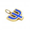 Alphabet Capital Initial Greek Letter Ψ Pendant, made of 925 sterling silver / 18k gold finish with blue enamel