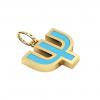 Alphabet Capital Initial Greek Letter Ψ Pendant, made of 925 sterling silver / 18k gold finish with turquoise enamel