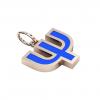 Alphabet Capital Initial Greek Letter Ψ Pendant, made of 925 sterling silver / 18k rose gold finish with blue enamel