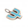 Alphabet Capital Initial Greek Letter Ψ Pendant, made of 925 sterling silver / 18k rose gold finish with turquoise enamel