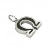 Alphabet Capital Initial Greek Letter Ω Pendant, made of 925 sterling silver / 18k white gold finish with black enamel