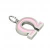 Alphabet Capital Initial Greek Letter Ω Pendant, made of 925 sterling silver / 18k white gold finish with pink enamel