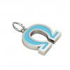 Alphabet Capital Initial Greek Letter Ω Pendant, made of 925 sterling silver / 18k white gold finish with turquoise enamel