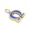 Alphabet Capital Initial Greek Letter Ω Pendant, made of 925 sterling silver / 18k gold finish with blue enamel