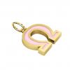 Alphabet Capital Initial Greek Letter Ω Pendant, made of 925 sterling silver / 18k gold finish with pink enamel