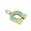 Alphabet Capital Initial Greek Letter Ω Pendant, made of 925 sterling silver / 18k gold finish with turquoise enamel