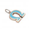 Alphabet Capital Initial Greek Letter Ω Pendant, made of 925 sterling silver / 18k rose gold finish with turquoise enamel