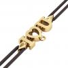 I love you Macrame Charm Bracelet,, made of 14 karat gold / black cord