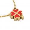 Quatrefoil, Good Luck Necklace, made of 925 sterling silver / 18k gold finish with red enamel
