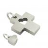 little cross with heart, father and daughter cobo pendant, made of 925 sterling silver / 22 