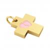 Little Cross with internal enamel Baby Feet, made of 925 sterling silver / 18k gold finish with pink enamel