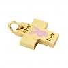 Little Cross with an internal enamel Playboy, made of 925 sterling silver / 18k gold finish with pink enamel