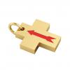 Little Cross with an internal enamel Arrow, made of 925 sterling silver / 18k gold finish with red enamel