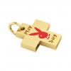 Little Cross with an internal enamel Playboy, made of 925 sterling silver / 18k gold finish with red enamel