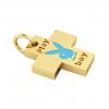 Little Cross with an internal enamel Playboy, made of 925 sterling silver / 18k gold finish with turquoise enamel