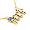 4members Family necklace, father – 2 daughters – mother, made of 925 sterling silver / 18k gold finish with blue and pink enamel