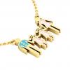 4members Family necklace, father – 2 daughters – mother, made of 925 sterling silver / 18k gold finish with turquoise and pink enamel