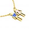 couple, man and woman necklace, made of 925 sterling silver / 18k gold finish with blue and pink enamel