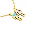 couple, man and woman necklace, made of 925 sterling silver / 18k gold finish with turquoise and pink enamel  