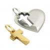 heart with cross, mother and son cobo pendant, made of 925 sterling silver / 21