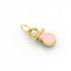 small pacifier pendant, made of 925 sterling silver / 18k gold finish with pink enamel