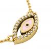 Twin Evil Eye Necklace, made of 925 sterling silver / 18k gold finish with pink enamel and white zircon