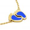 baby feet necklace, made of 925 sterling silver / 18k gold with blue enamel