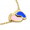 baby feet necklace, made of 925 sterling silver / 18k gold with pink and blue enamel