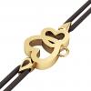 Double Heart Macrame Charm Bracelet,, made of 925 sterling silver / 18k gold finish – black cord